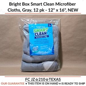 Bright Box Smart Clean Microfiber Cloths, Gray, 12 pk - 12" x 16", NEW